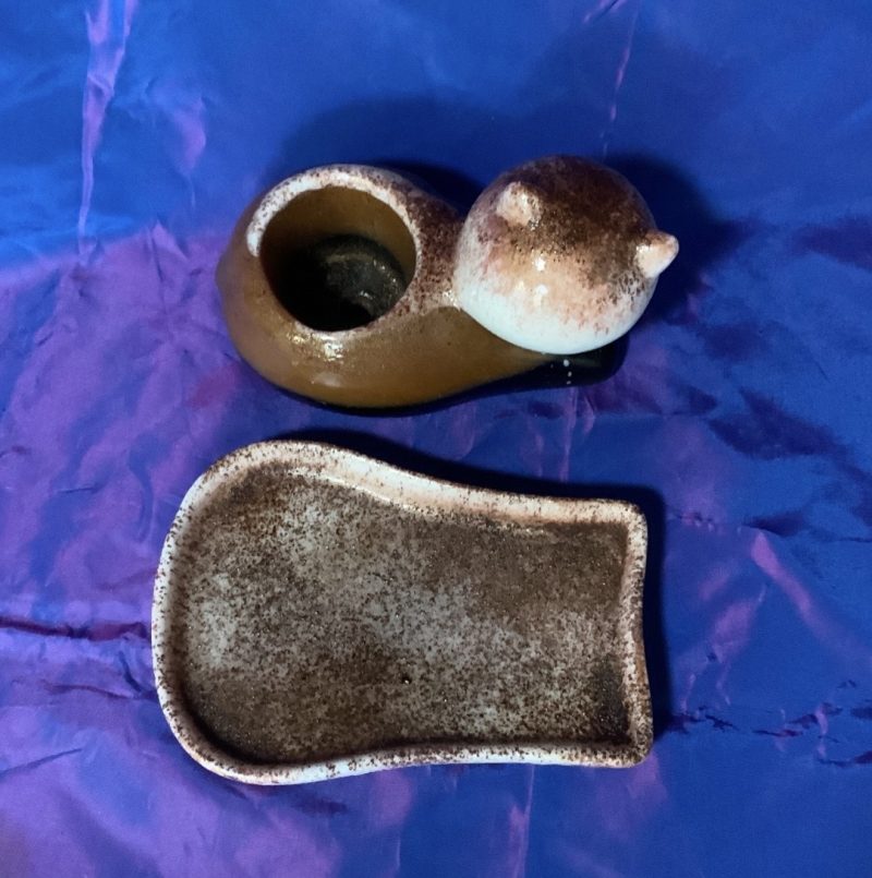 Handcrafted Cappuccino Inspired Cat Planter & Tray. Succulent Cactus Plant Pot.