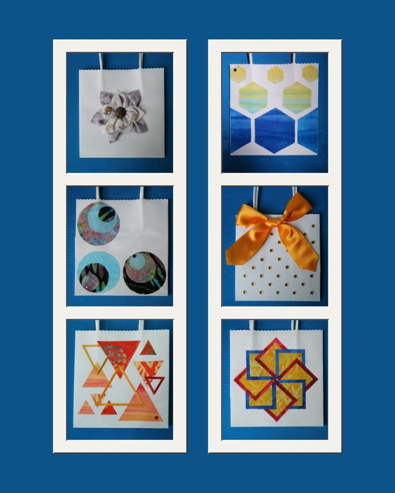 Set of 6 hand decorated gift bags (small)
