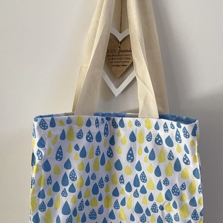 Useful Bright Reversible Thin, Lightweight Tote Bag/Shopping Bag Yellow/Blue