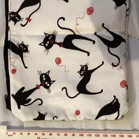Small Cute Zipped Lined Fabric Make Up Cosmetic Bag Featuring Spooky Black Cats