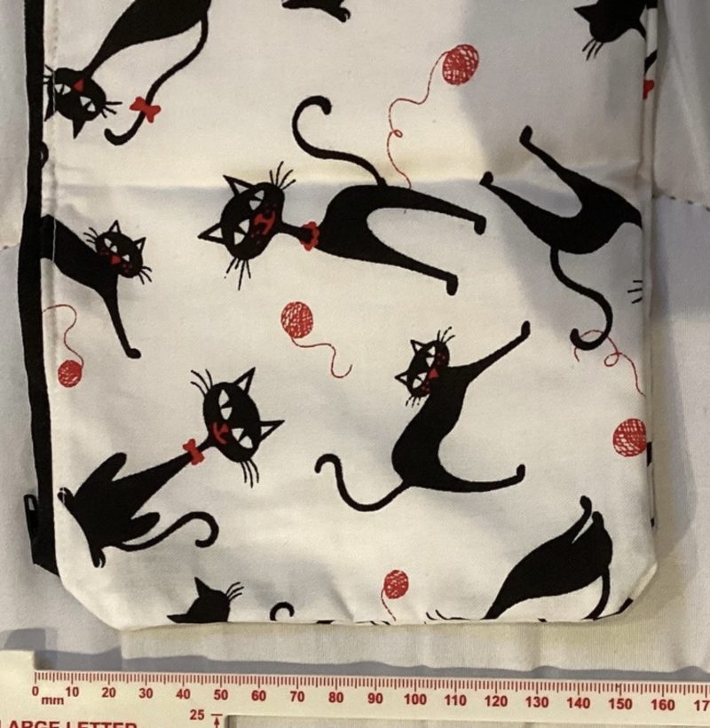 Small Cute Zipped Lined Fabric Make Up Cosmetic Bag Featuring Spooky Black Cats