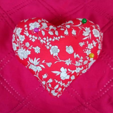 Handsewn Liberty Fabric Tana Lawn Pin Cushion Love Heart