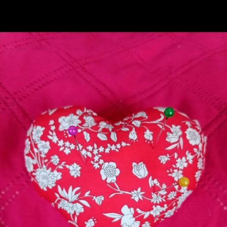 Handsewn Liberty Fabric Tana Lawn Pin Cushion Love Heart