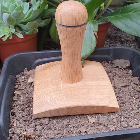 Seed tray Tamper 10cm square made from salvaged oak wood