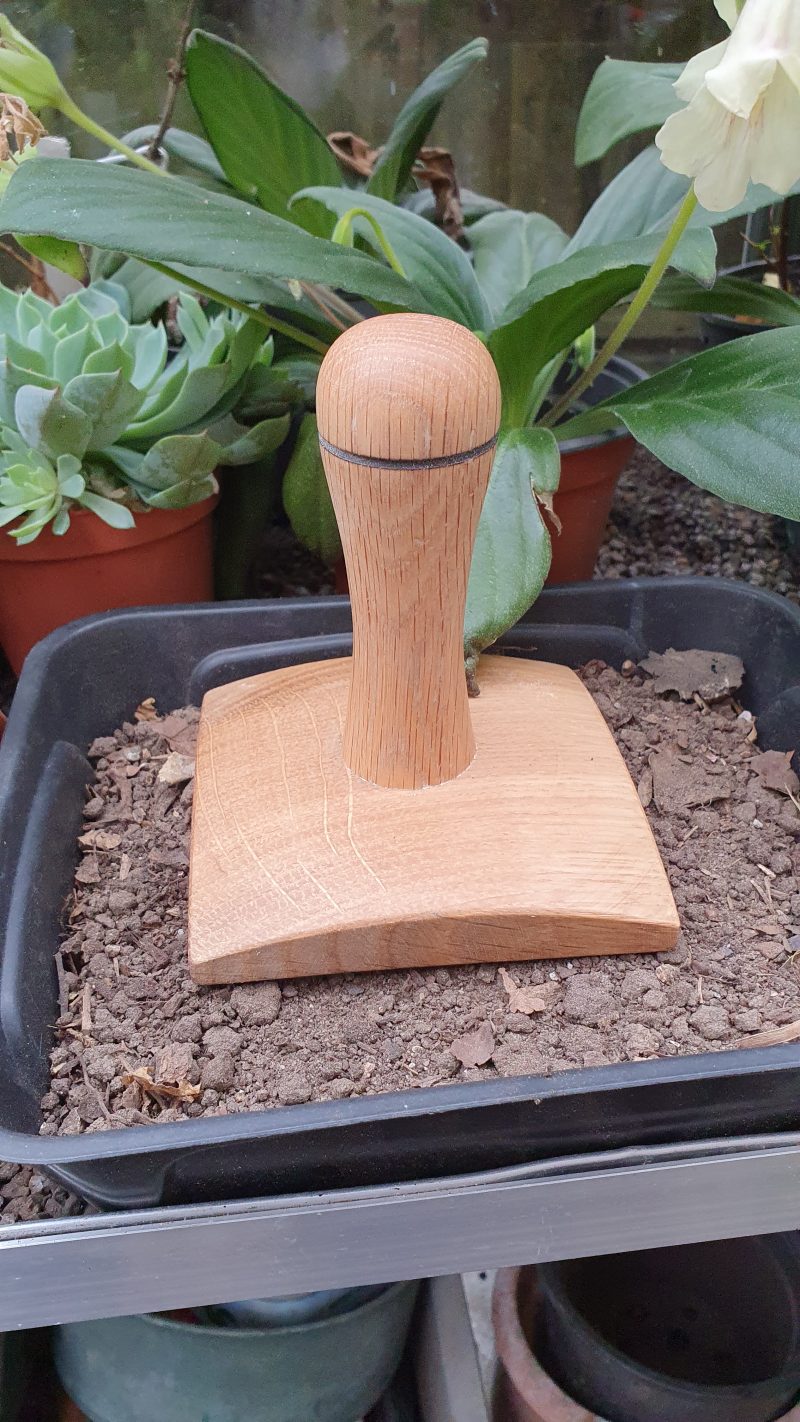 Seed tray Tamper 10cm square made from salvaged oak wood