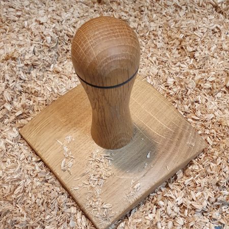 Seed tray Tamper 10cm square made from salvaged oak wood