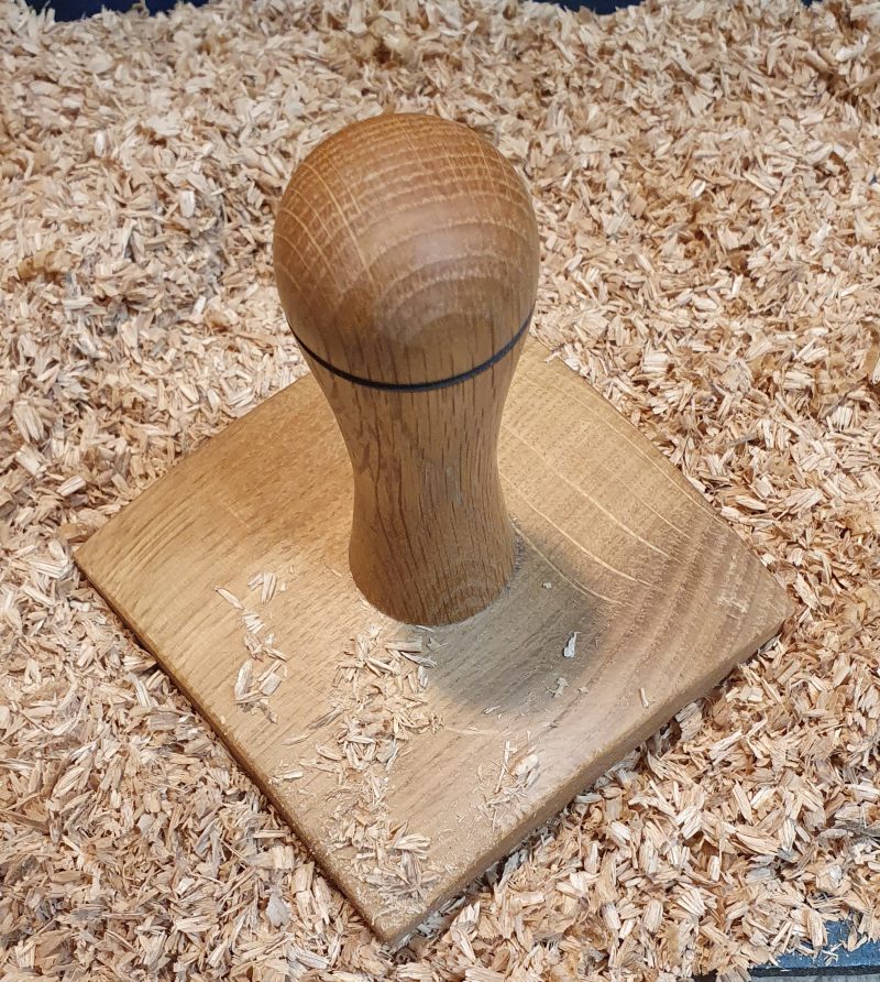 Seed tray Tamper 10cm square made from salvaged oak wood