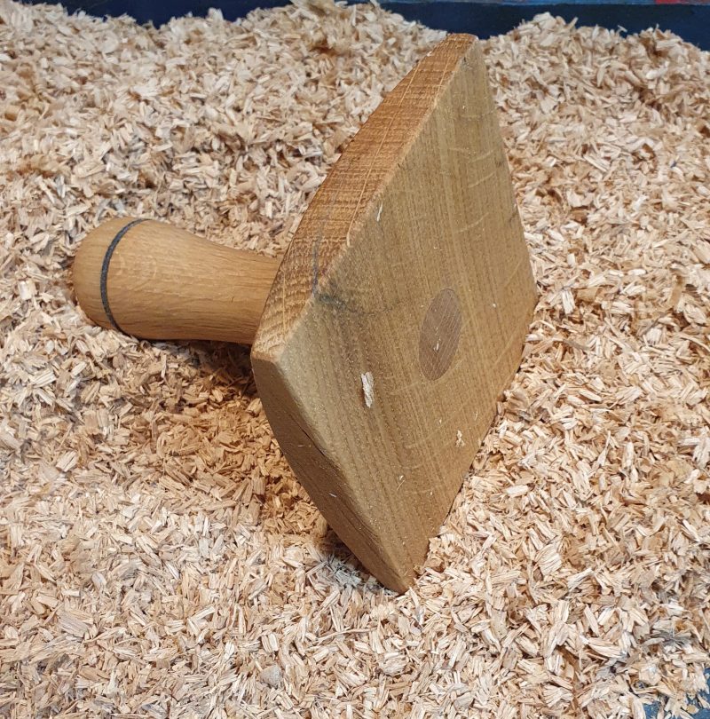 Seed tray Tamper 10cm square made from salvaged oak wood