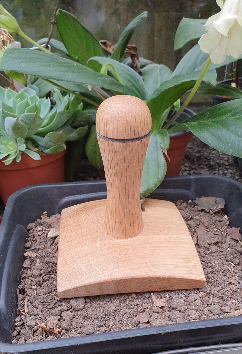Seed tray Tamper 10cm square made from salvaged oak wood