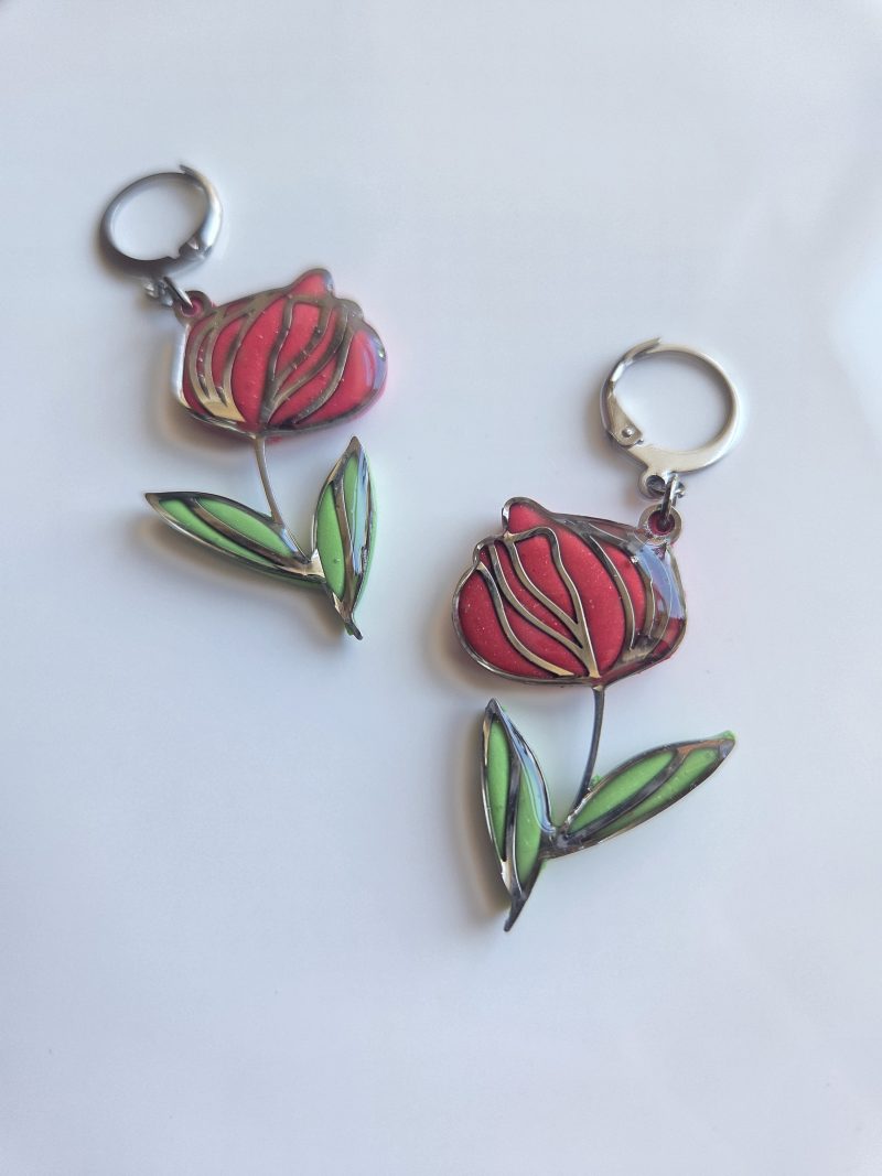 Polymer Clay Earrings Romantic Rose