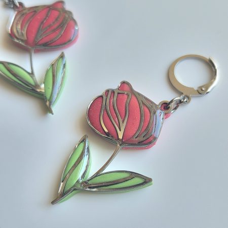 Polymer Clay Earrings Romantic Rose