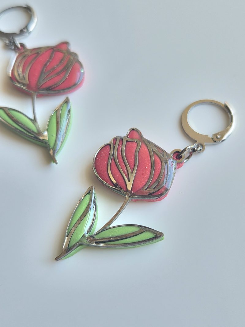 Polymer Clay Earrings Romantic Rose
