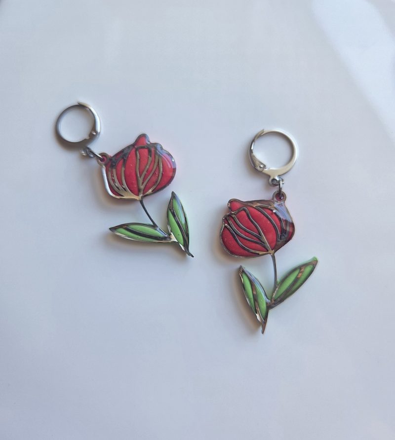 Polymer Clay Earrings Romantic Rose