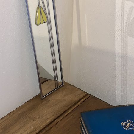 Stained glass effect Mirror with Art nouveau style pink and white leaf pattern. (Copy)