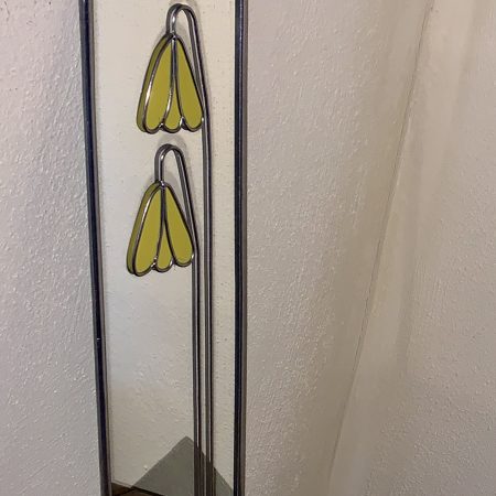 Stained glass effect Mirror with Art nouveau style pink and white leaf pattern. (Copy)