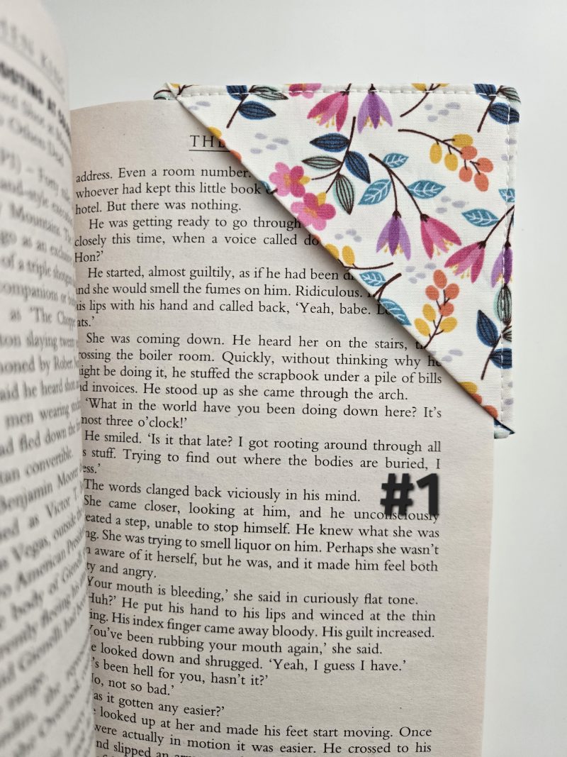Homemade fabric book corner bookmark