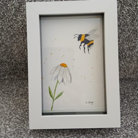 Daisy and Bee Original Framed Watercolour Painting
