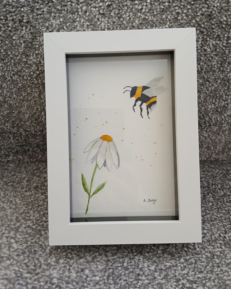 Daisy and Bee Original Framed Watercolour Painting
