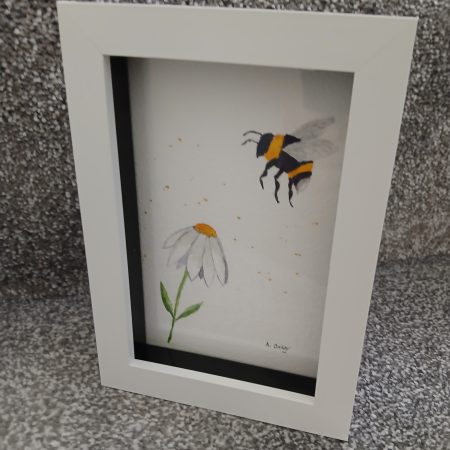 Daisy and Bee Original Framed Watercolour Painting