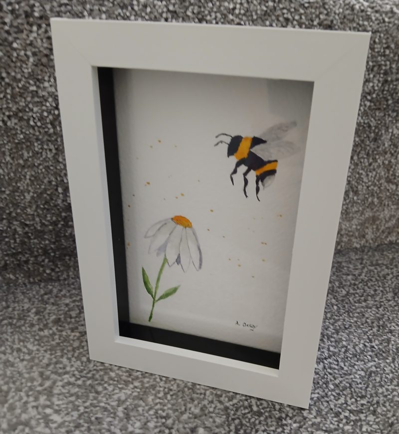 Daisy and Bee Original Framed Watercolour Painting