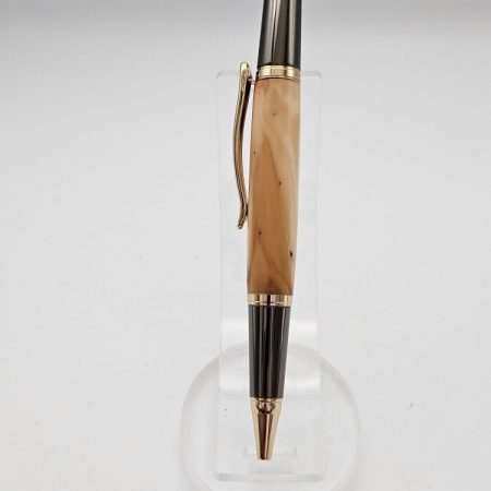 Sirocco Cherry Wood Twist Pen with Black and Gold Accents