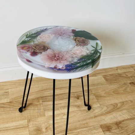 Handmade resin flowered coffee/ end table