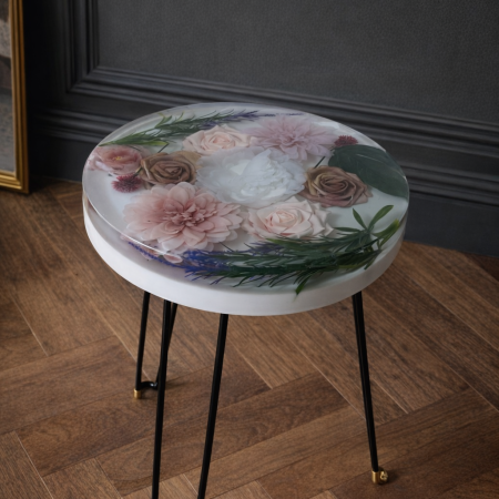 Handmade resin flowered coffee/ end table