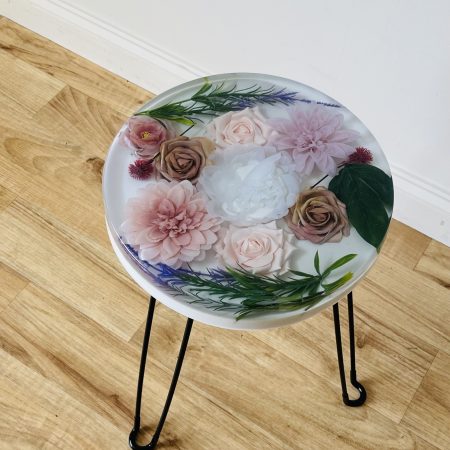 Handmade resin flowered coffee/ end table