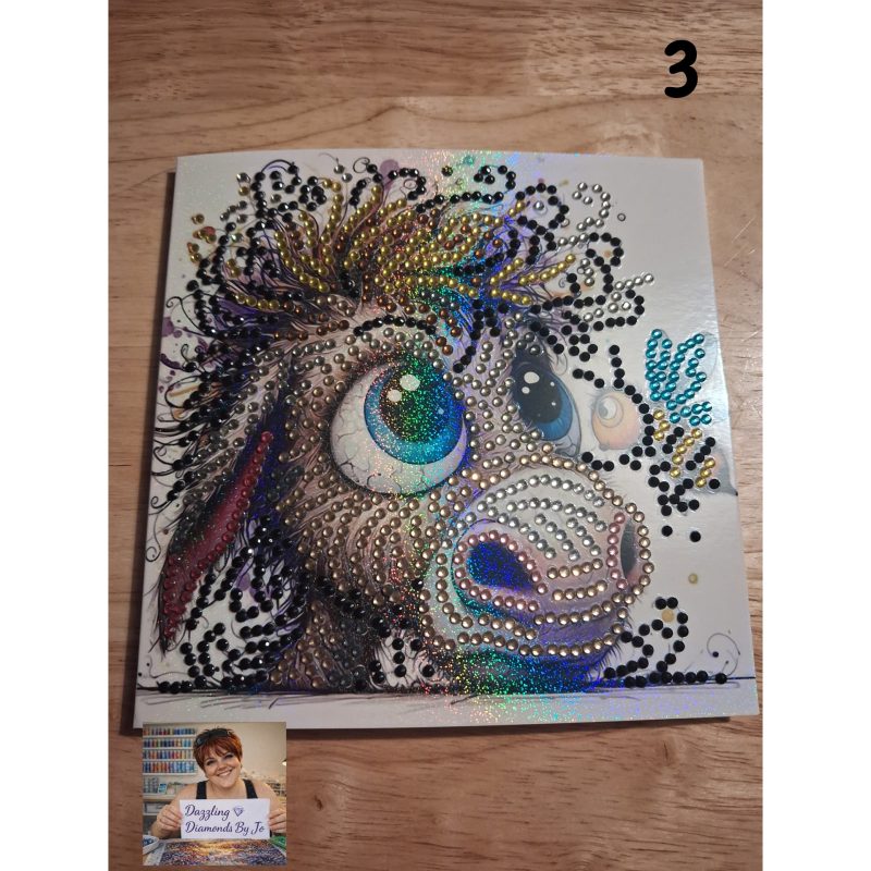 Handmade Diamond Art Greeting Card Featuring a Wonkey Donkey