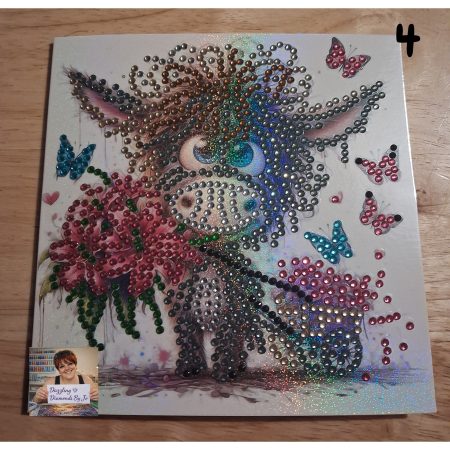 Handmade Diamond Art Greeting Card Featuring a Wonkey Donkey