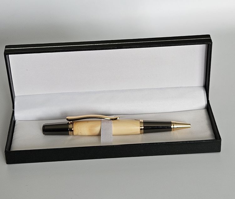 Sirocco Cherry Wood Twist Pen with Black and Gold Accents