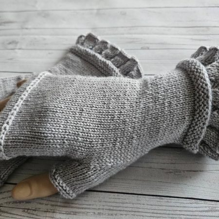 Luxury handknitted fingerless mitts.
