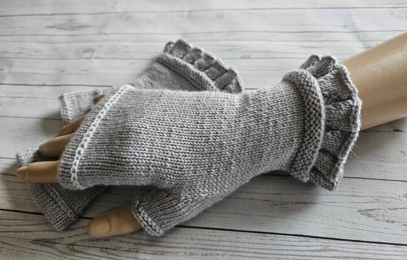 Luxury handknitted fingerless mitts.