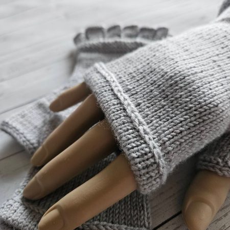 Luxury handknitted fingerless mitts.