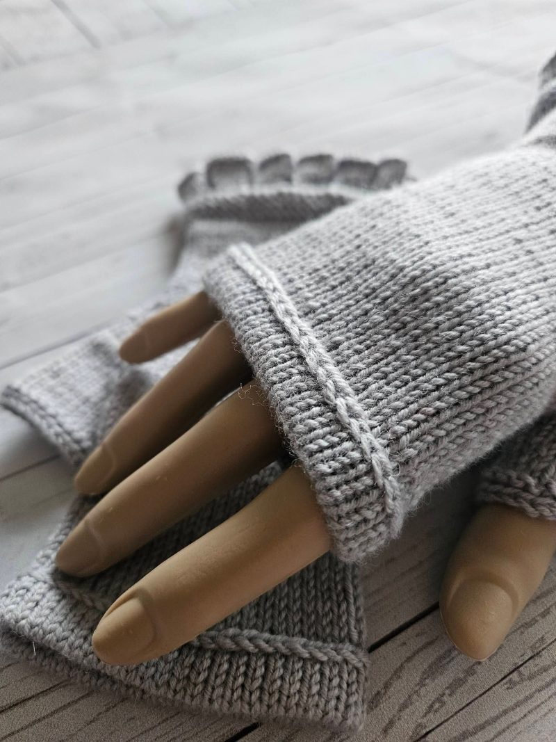 Luxury handknitted fingerless mitts.