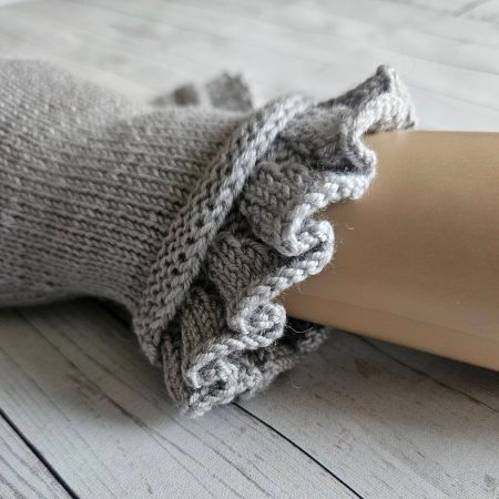 Luxury handknitted fingerless mitts.
