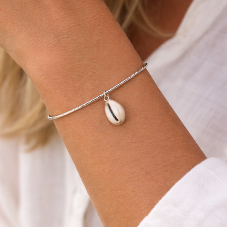 Silver Bangle With Cowrie Shell