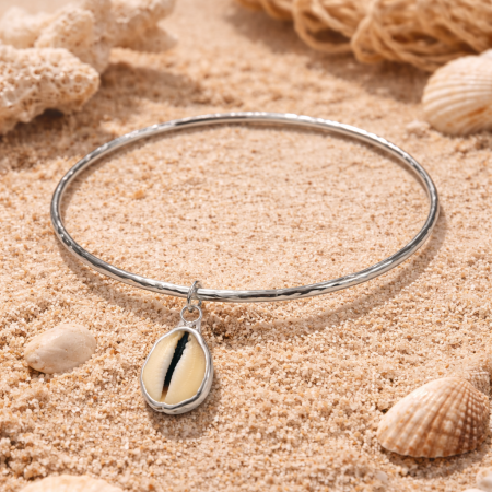 Silver Bangle With Cowrie Shell