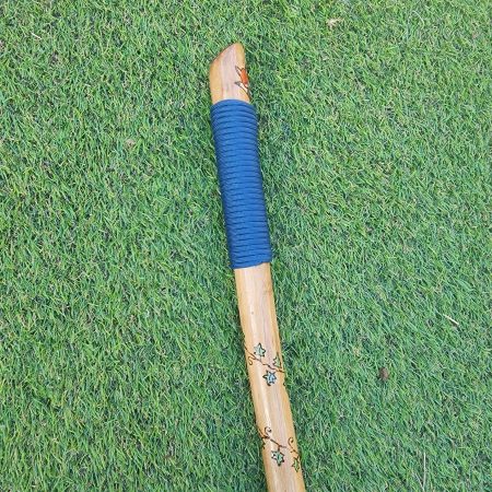 Hand crafted wooden staff with owl, fox, flowers, acorns 53in