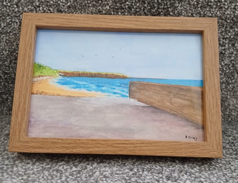 Coble Landing Slipway, Filey, orignal framed acrylic painting
