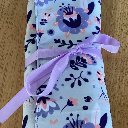 Handmade Small/Medium Purple Lined Wadded Zipped Pouch Make Up/Wash Bag & Matching Jewellery/Make Up Brushes Wrap