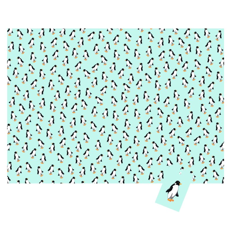 Penguins Blue Design Gift Wrap