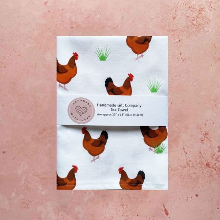 Cotton Hen Design Tea Towel