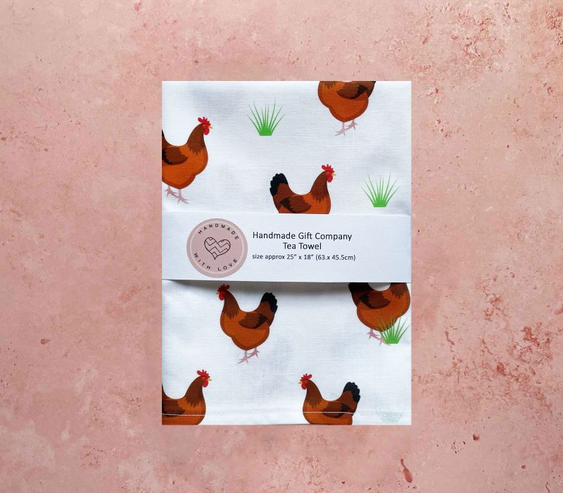 Cotton Hen Design Tea Towel