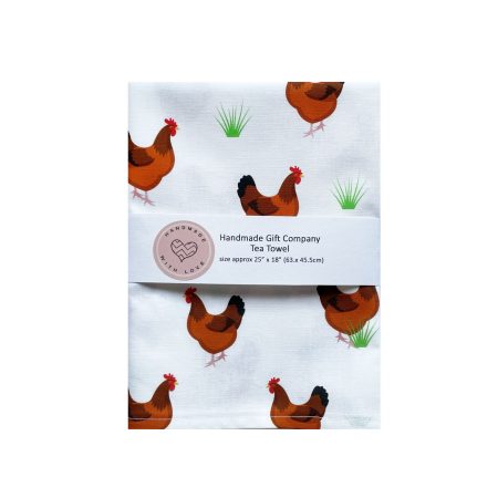 Cotton Hen Design Tea Towel