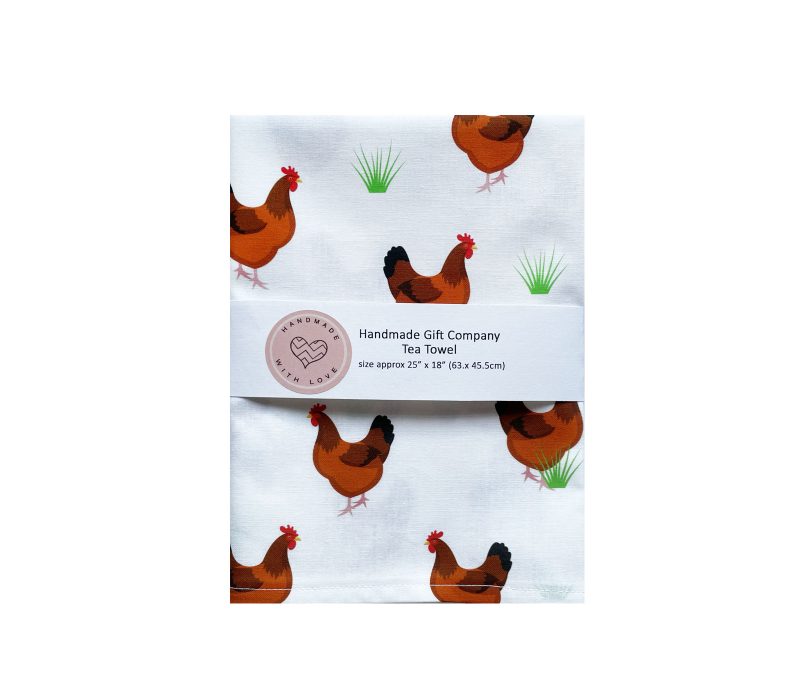 Cotton Hen Design Tea Towel