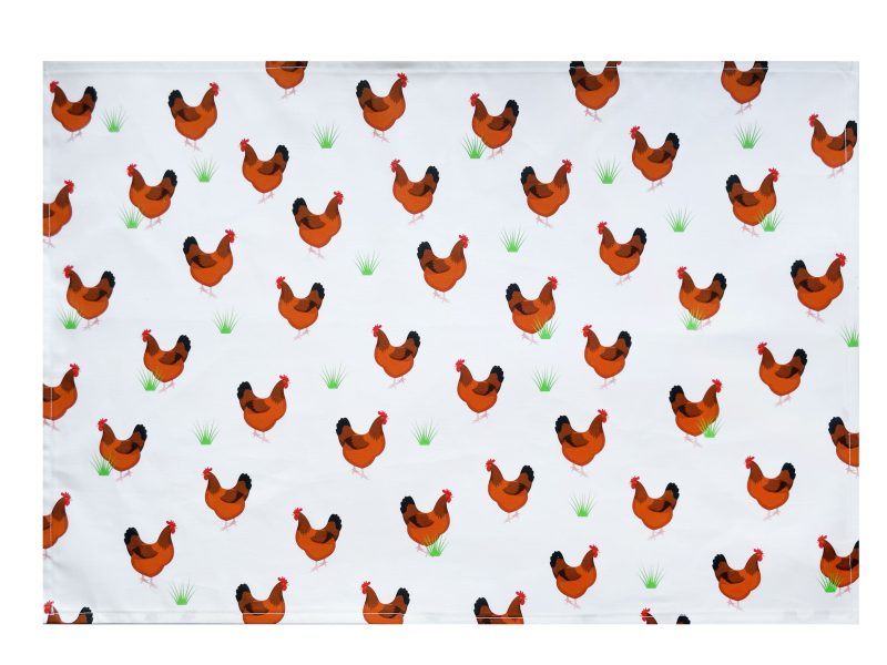Cotton Hen Design Tea Towel