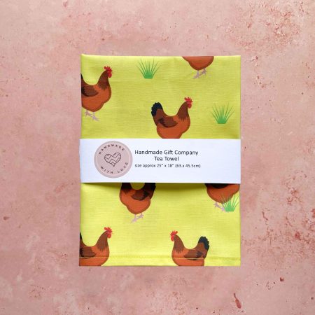 Hen Design Tea Towel Yellow