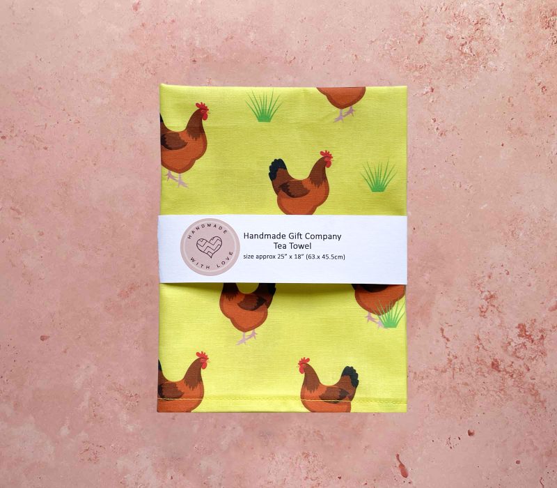 Hen Design Tea Towel Yellow