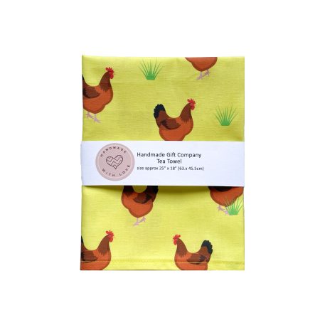 Hen Design Tea Towel Yellow